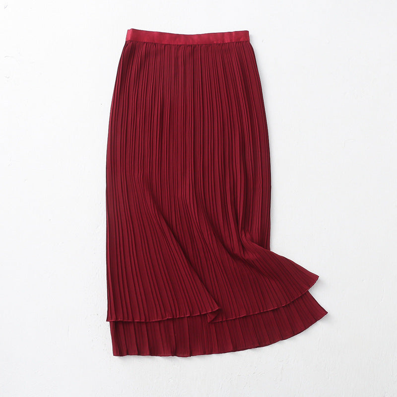 Spring Summer Wear Skirt Elastic Waist Korean A line Sheath Skirt Tulle Skirt Double Sided Wear Skirt