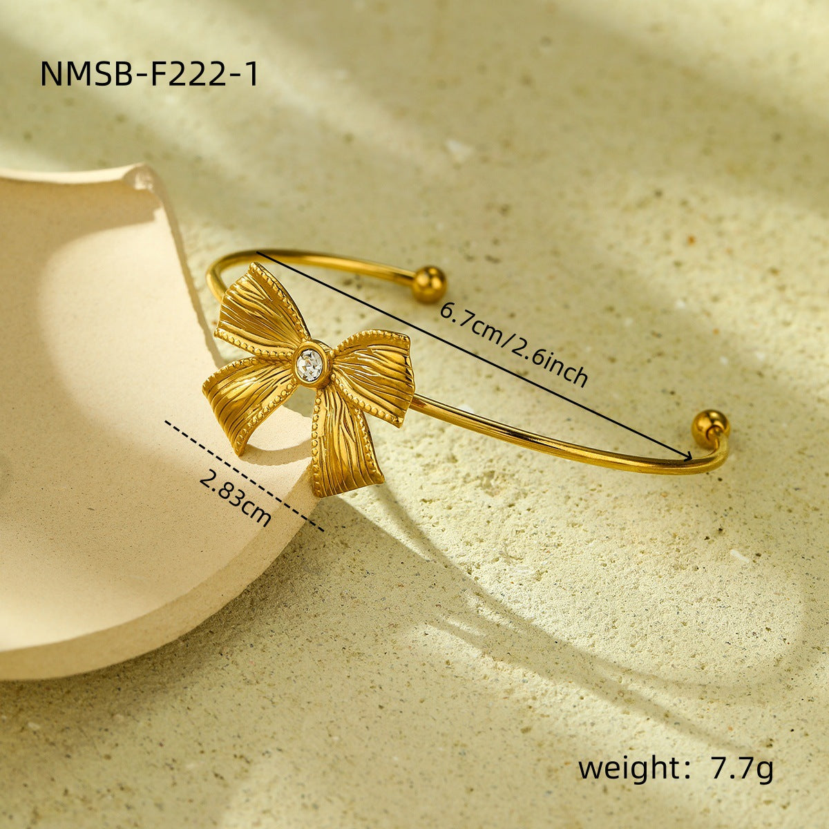 Diamond Bow Stainless Steel Necklace Women All Match High Sense Earring Ring Set Ornaments