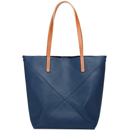 Elegant Genuine Leather Shoulder Bag - Stylish Folding Geometric Bucket Bag & Large Capacity Tote for Women hobo