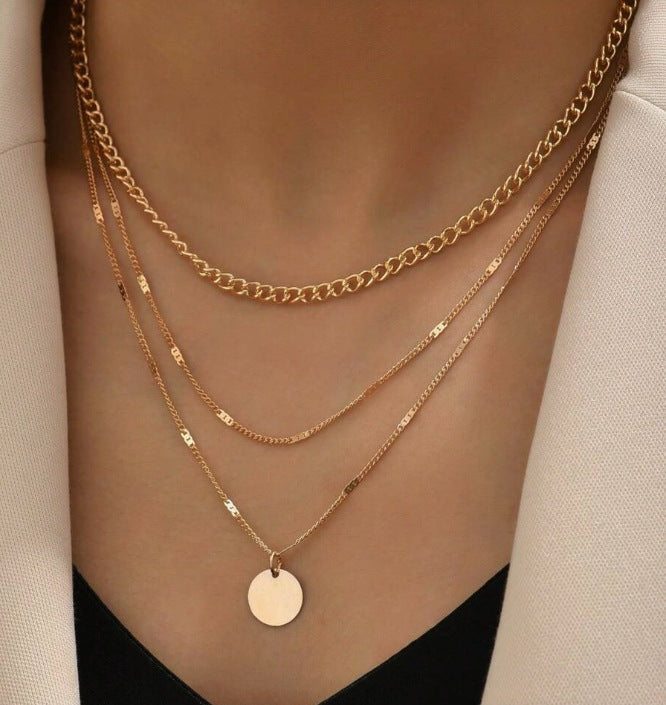 Gold Plated Layering Necklace Set for Women - 5-Piece Cuban, Snake, Paperclip, Rope & Twist Chain Collection