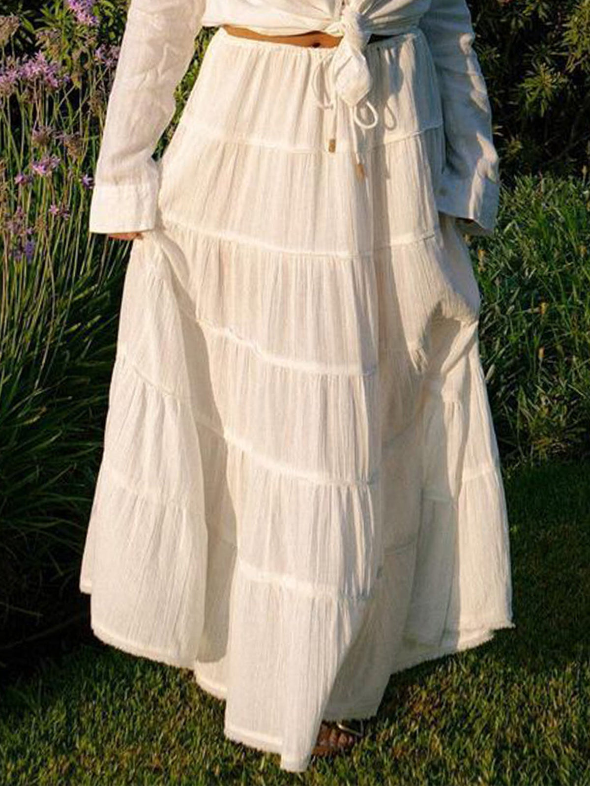 Vacation Casual A line Tiered Skirt Women Clothing Spring Summer