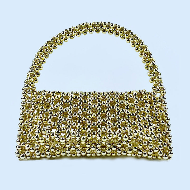 Internet Celebrity Same Triangle Handmade Beaded Popular Hollow Out Cutout Flip Woven Shoulder Portable Underarm Bag Long Handle