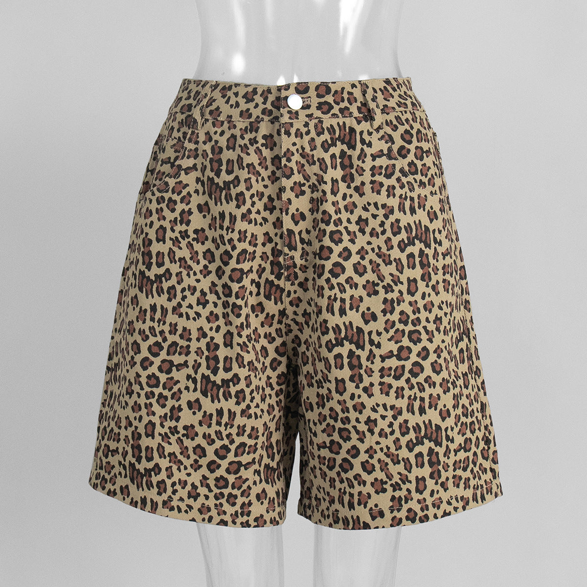 Pure Cotton Leopard Print Shorts Spring Summer Fashionable Fifth Pants Street Leopard Print Shorts for Women