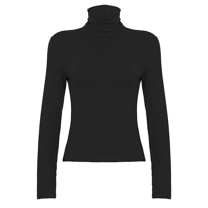 Women Turtleneck Solid Color Slim Fit Bottoming Shirt Basic Casual All Matching Tops
