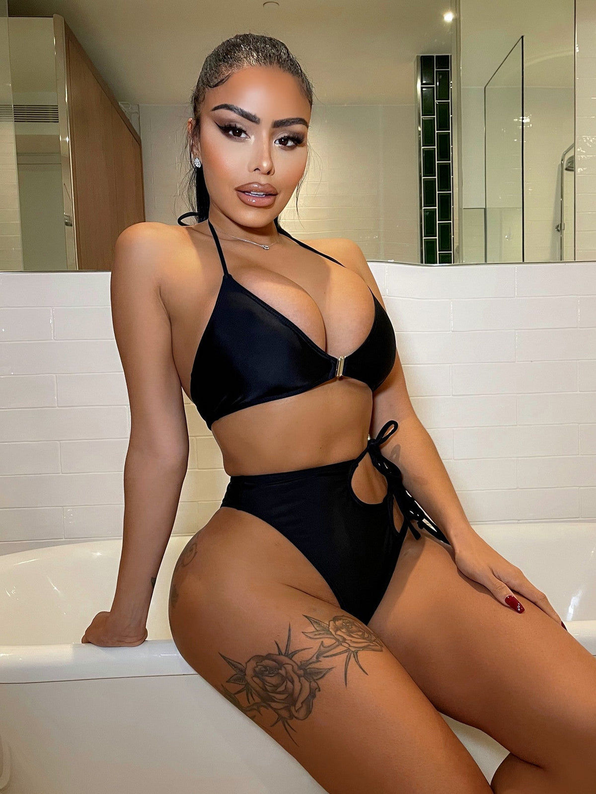 Bikini Solid Color Sexy Women Split Swimsuit Triangle Bag Swimsuit