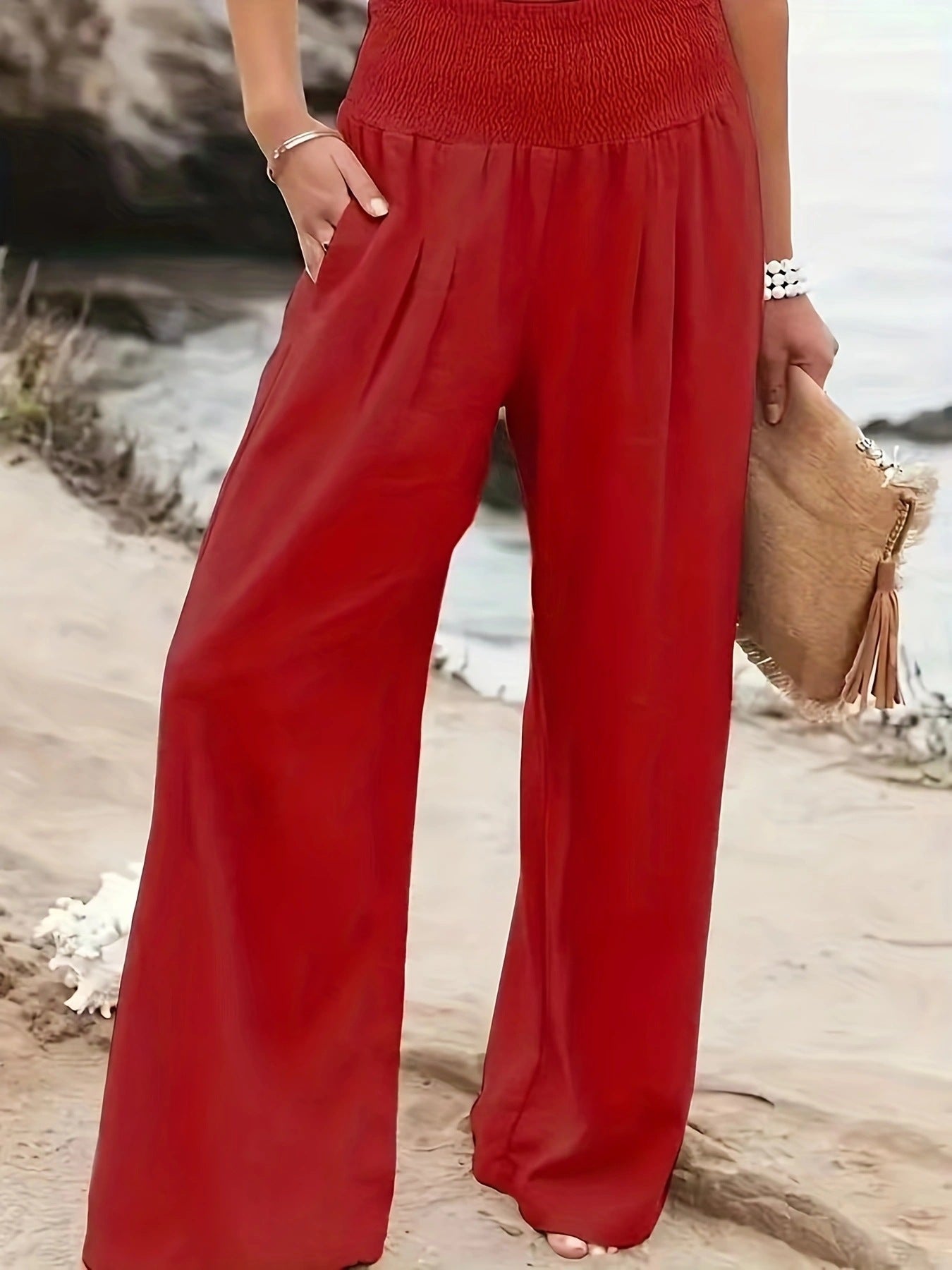 Spring Summer Women Casual Trousers Casual Cotton Distressed Mid Waist Trousers Outer Wear