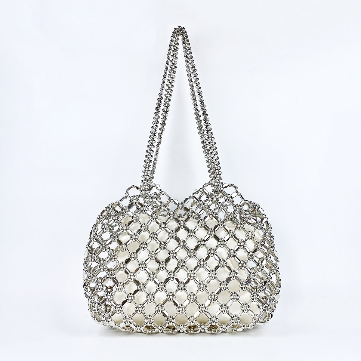 Winter Niche High Sense Silver Hollow Out Cutout Bags Women Lazy Work Office Shoulder Bag Bags