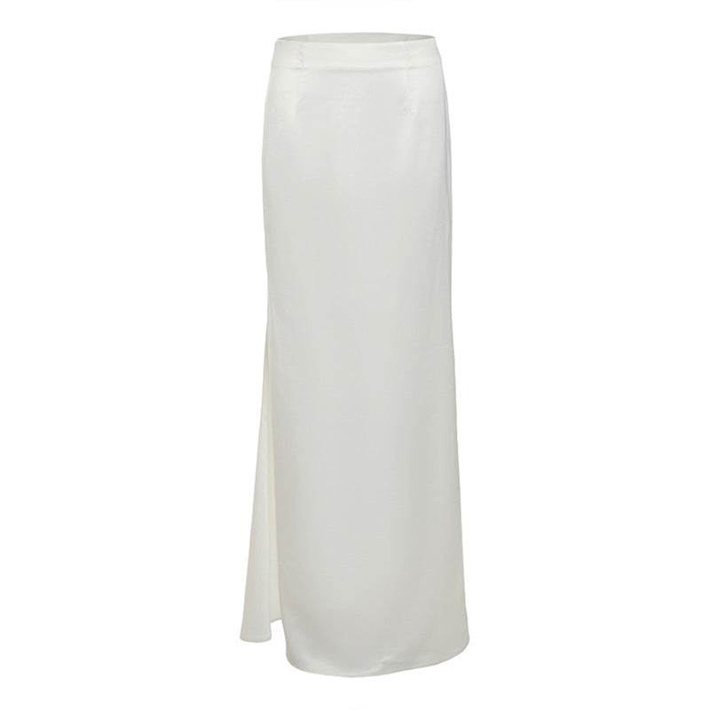 Autumn Winter Women Clothing Lace Tube Top Solid Color Slim Sheath Skirt Set Women