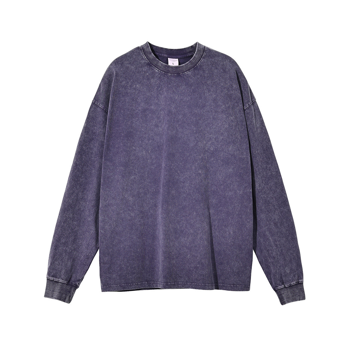 Wax Dye Long Sleeved T Autumn Winter Solid Color Washed Sweatshirt