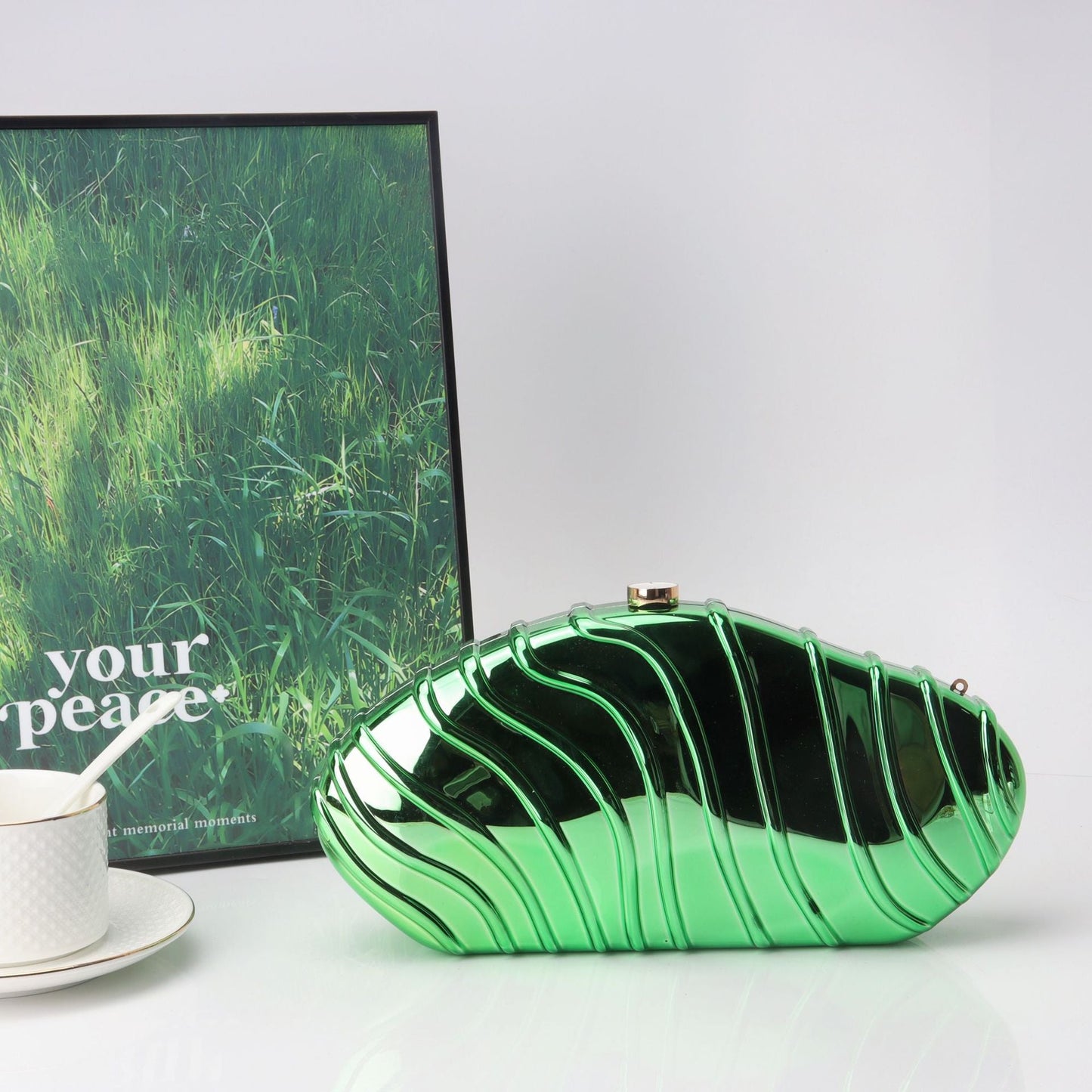 Acrylic Striped Minimalist Chain Banquet Bag, Evening Purse, Evening Bags for Women Formal