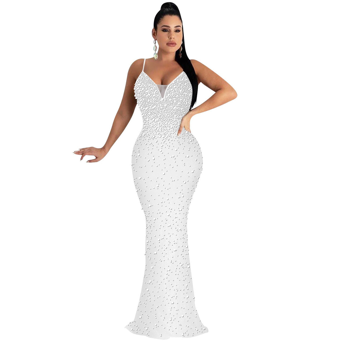 Women Clothing Sexy Nightclub Rhinestone Beaded Sling Dress Women