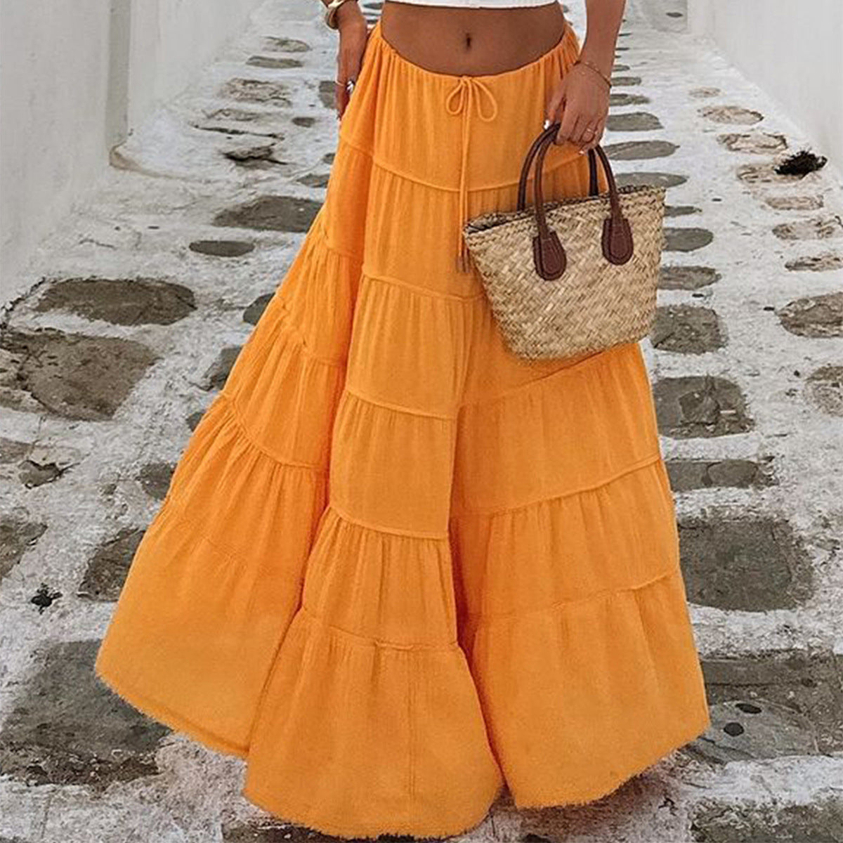 Vacation Casual A line Tiered Skirt Women Clothing Spring Summer