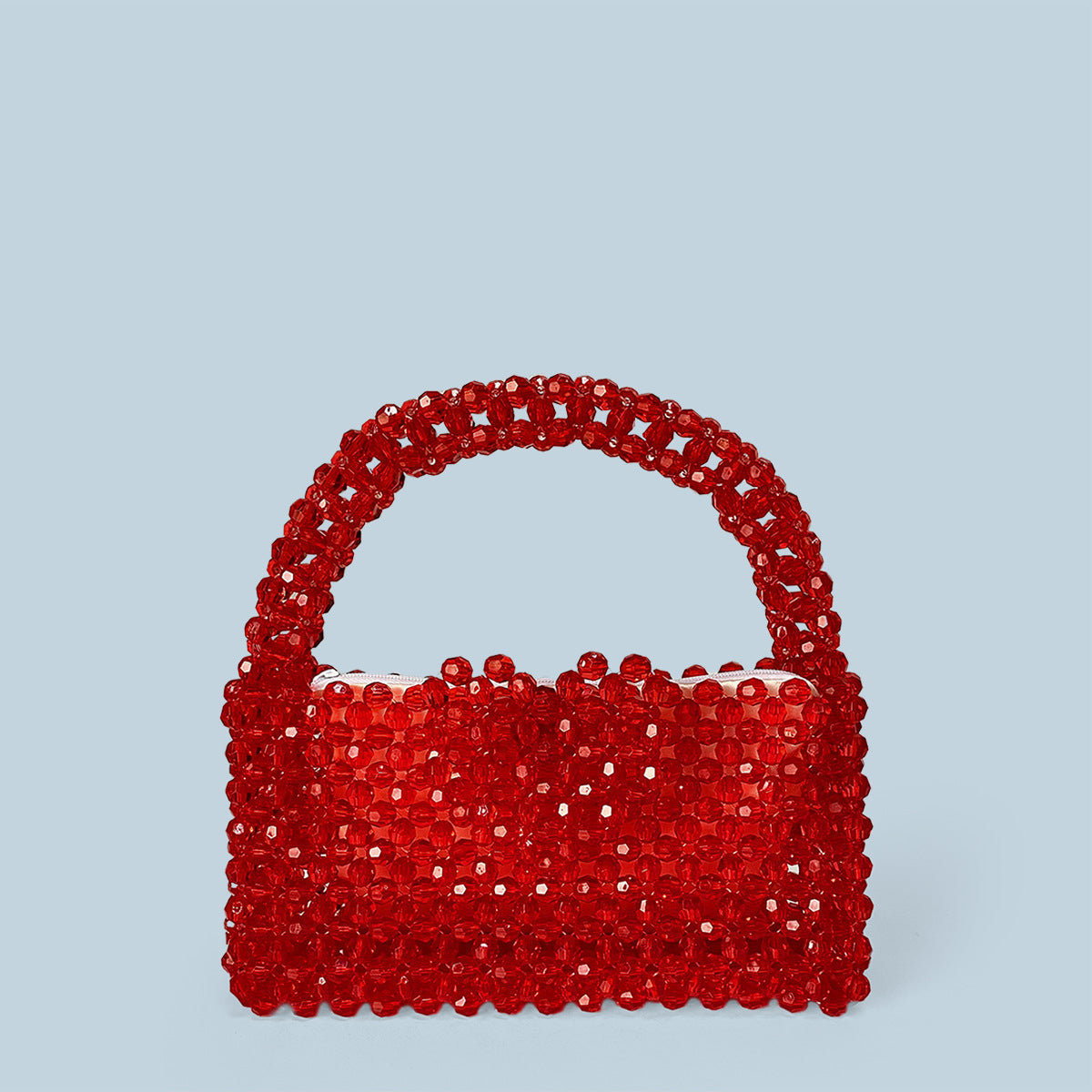 French Casual Socialite High Sense Beaded Weave Love Buckle Portable Acrylic Bag