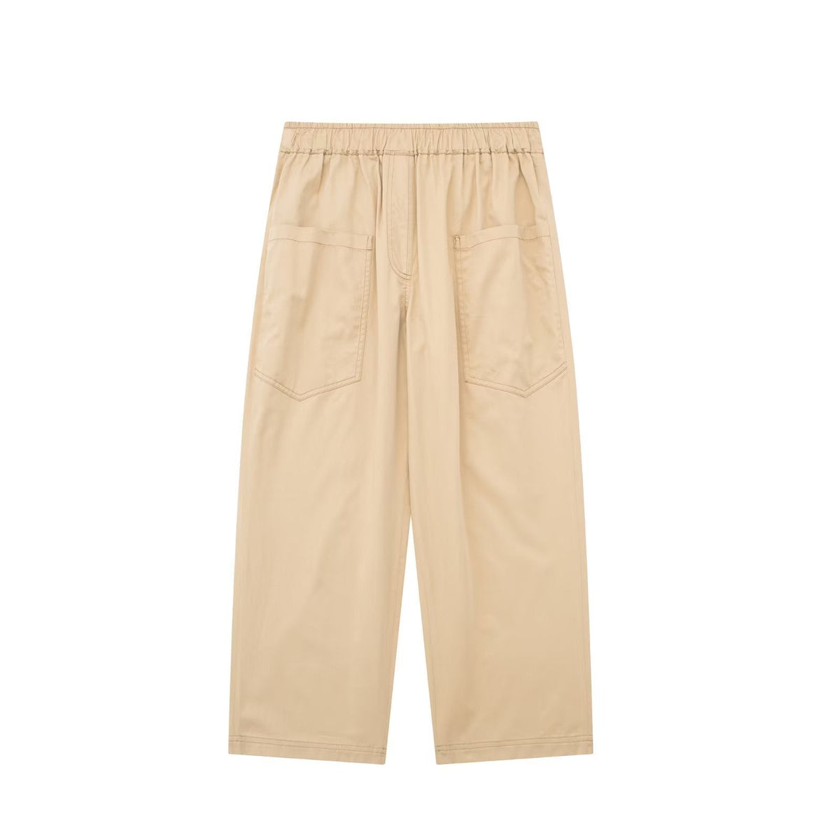 Spring Women Urban Casual Pocket Poplin Wide Leg Pants