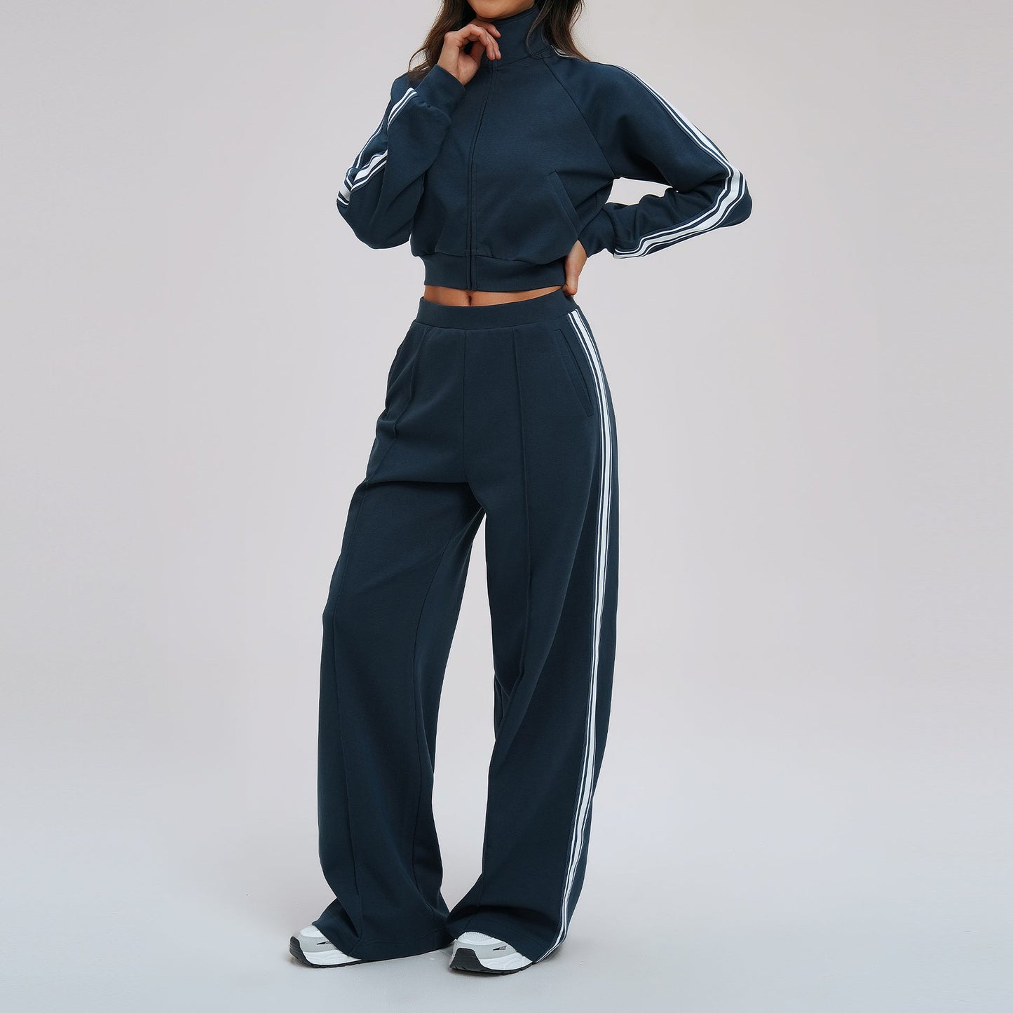 Contrast Color Sweatshirt Suit Loose Casual Comfortable All Match Outdoor Biking Mountain Climbing Sports Two Piece Sets