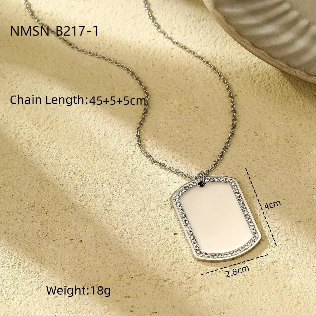 Lettering Private Exclusive Stainless Steel Necklace Special Interest Inlaid Zircon Titanium Steel Embellished
