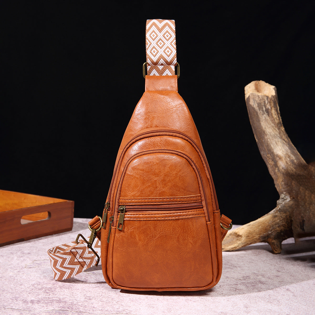 Retro Women Casual Chest Bag Solid Color Crossbody Bag Bohemian Waist Bag