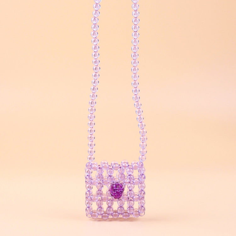 Mini Headset Shoulder Crossbody Small Square Bag Beaded Acrylic Special Interest All Match Bag