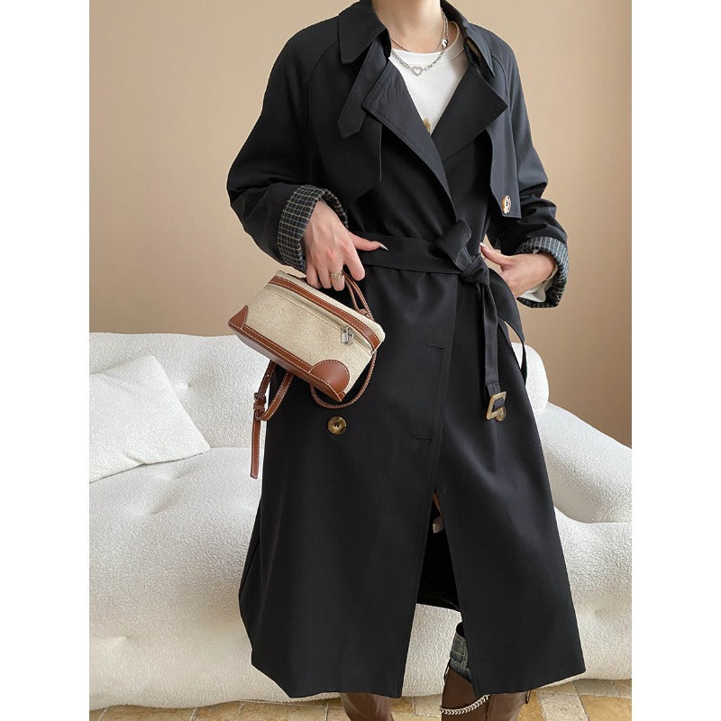 Early Autumn High-Grade British Classic Double Breasted Lace up Long Trench Coat