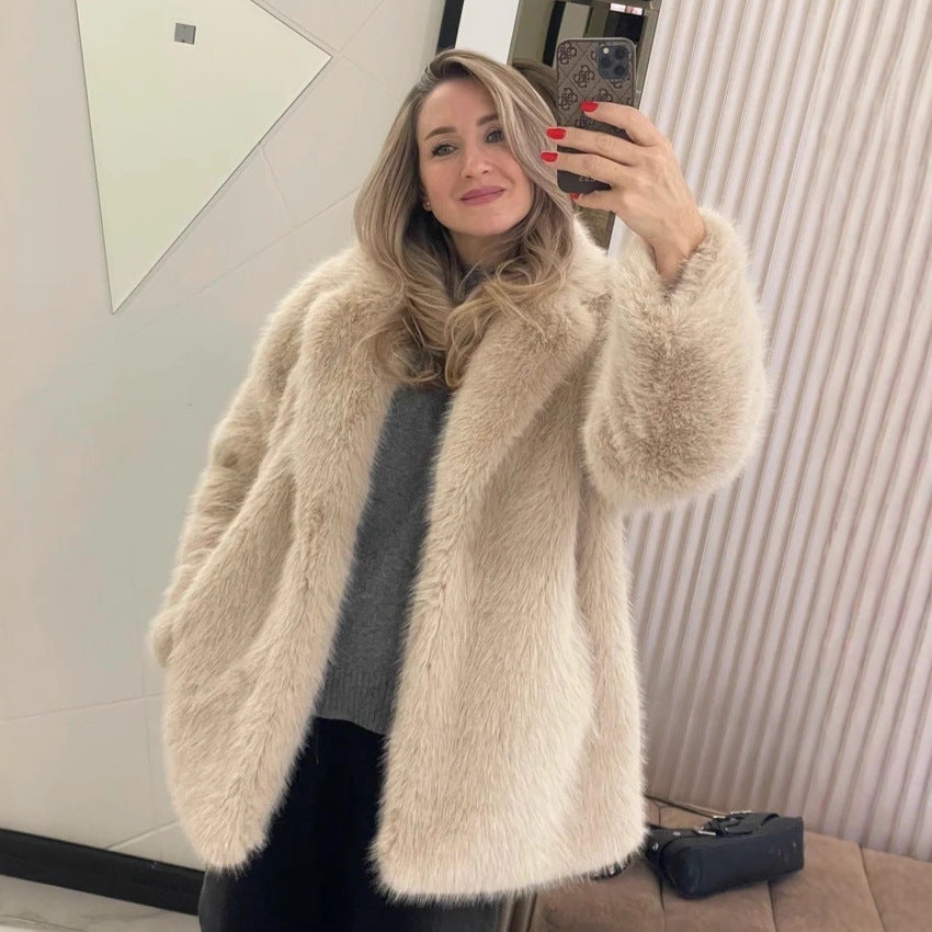 Fur Coat Autumn Winter Thick Warm Fox Fur Coat Series Belt Plush Women Clothing