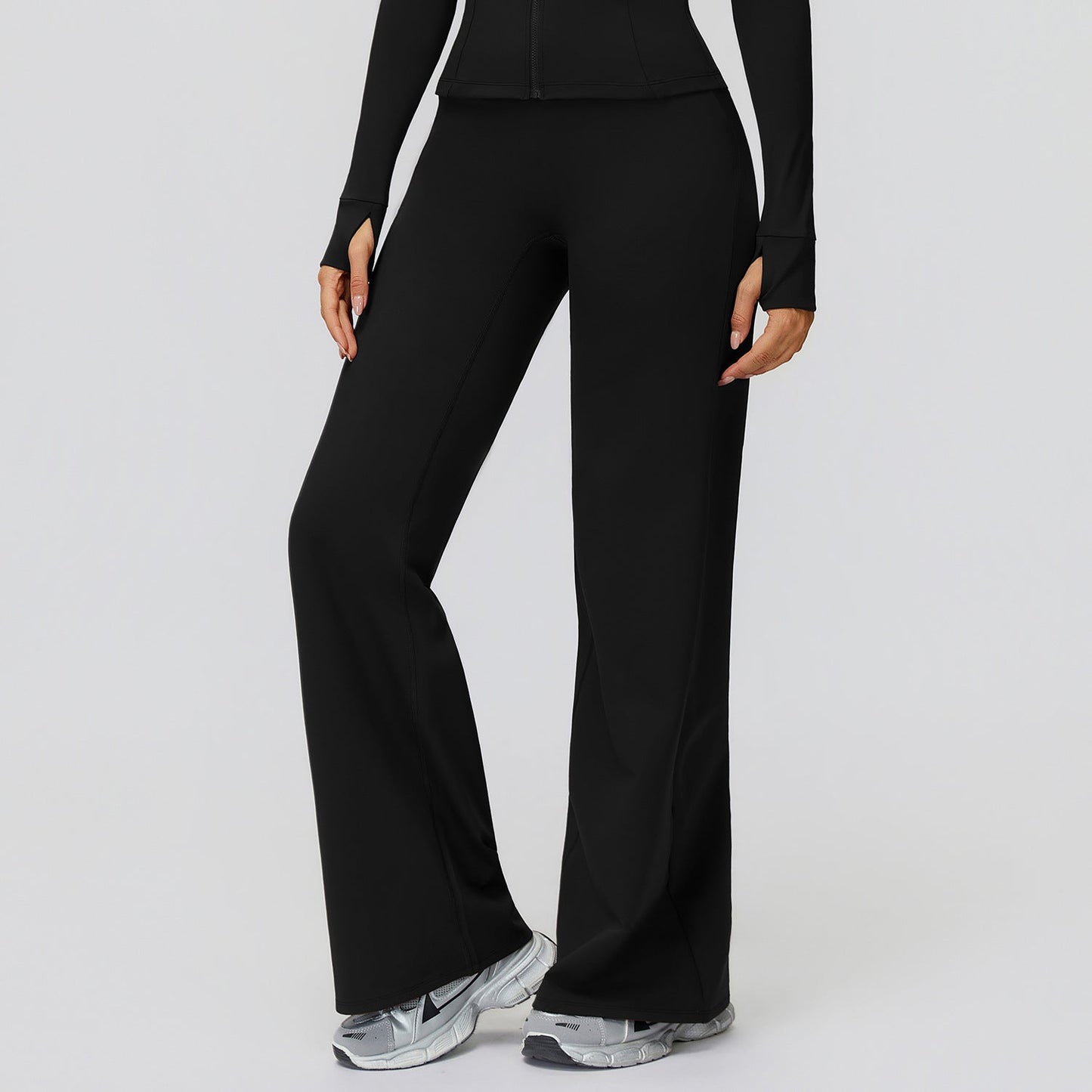 Casual Trousers Fleece-Lined Keep Warm High Waist Wide Leg Pants Outdoor Sports Running Wide Leg Pants Women