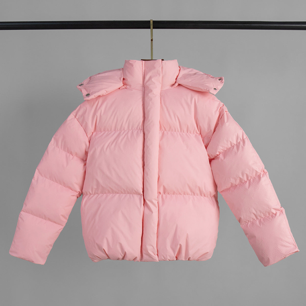 Pink Hooded Cotton Jacket Winter Thickened Puffer Jacket Coat Thermal Cotton Padded Coat