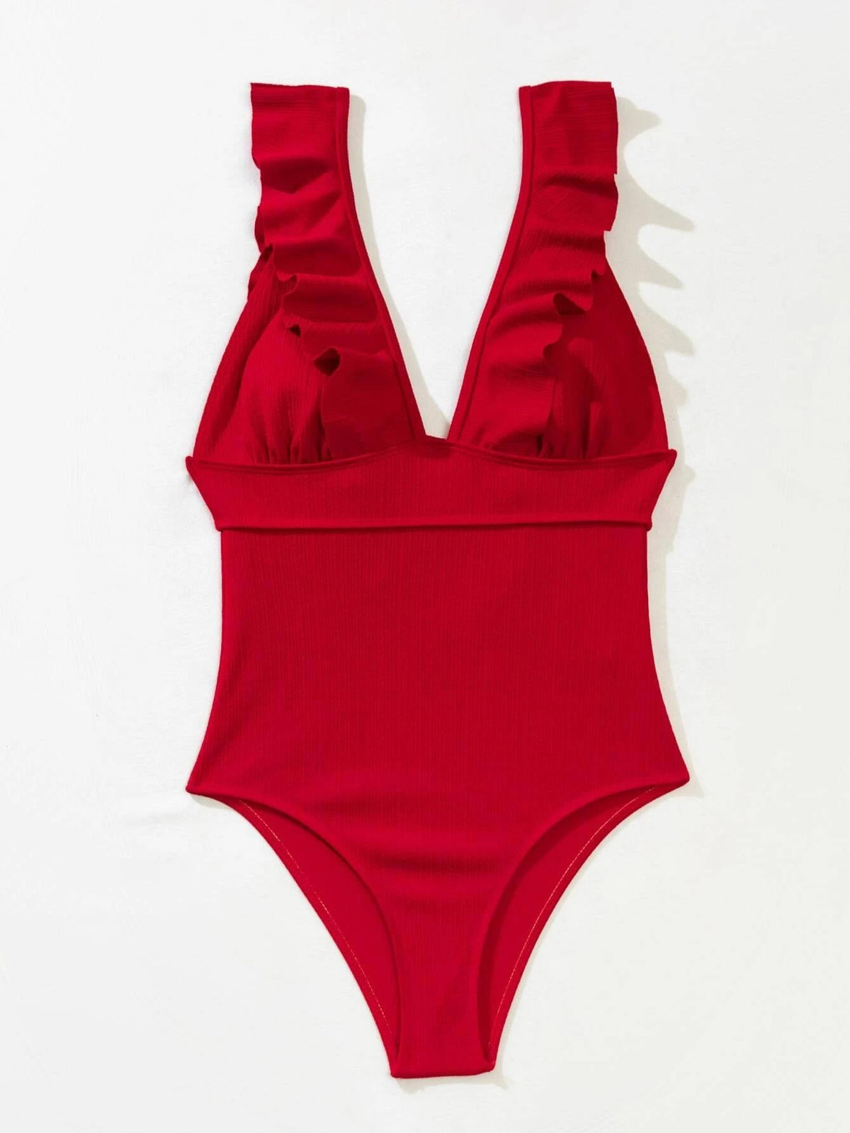 One Piece Women Swimsuit Special Fabric Backless Flying Edge Cover Belly Conservative Swimsuit Women