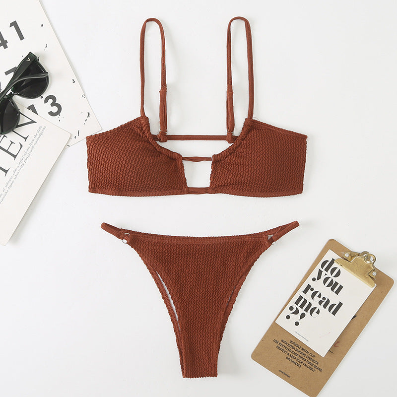 Lady Sexy Split Bikini Beach Swimsuit Lace Up Backless Swimsuit