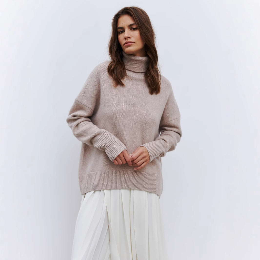 Knitted Russian Women Clothing High Neck Sweater Autumn Winter Loose Bottoming Sweater