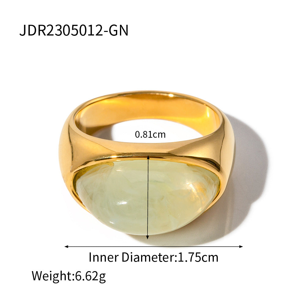 Internet Fashionable 18K Gold Stainless Steel Transparent Closed Ring Non Fading Ornament