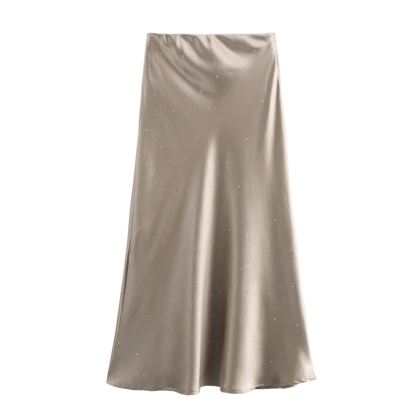 Spring Women Clothing Slimming Solid Color Rhinestone Fit Fishtail Long Skirt