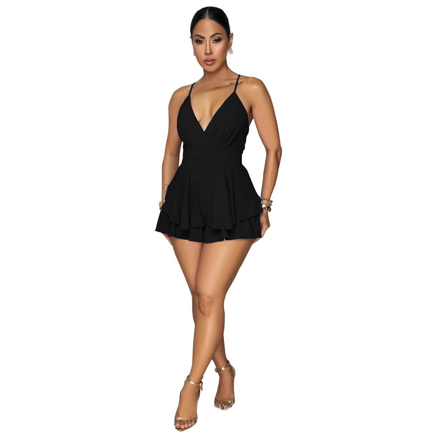 Women Wear Summer Sexy V neck Brace Backless Short Dress