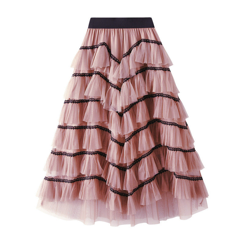 Design Gauze Skirt Layers of Mesh Tiered Dress Skirt Women Dance Skirt Puffy Long Skirt