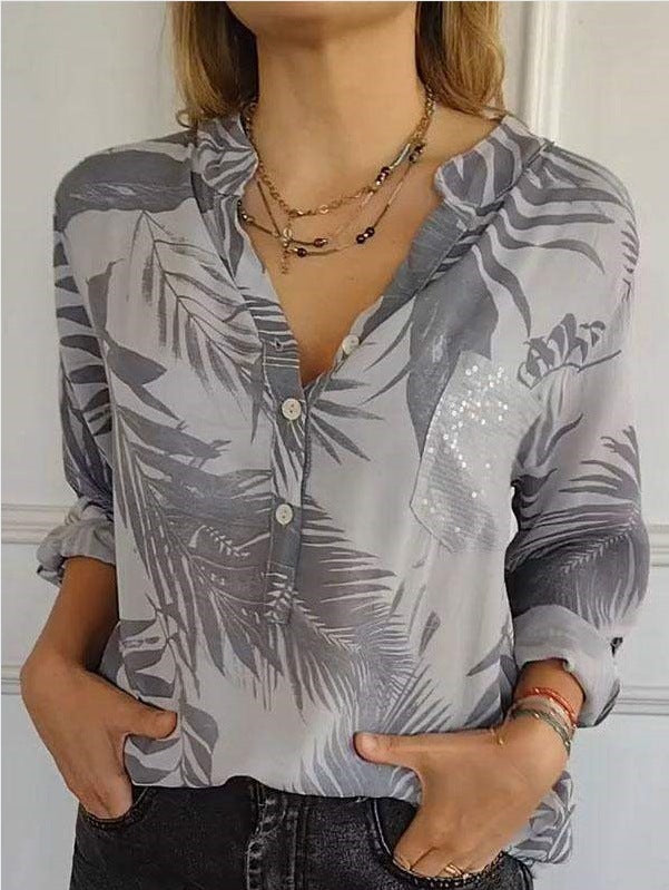 Women Ladies Design V neck Printed Top