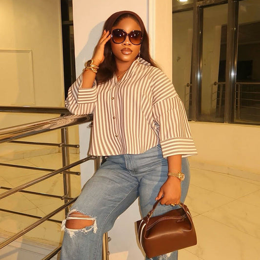 Women Clothing Summer Polo Collar Loose Design Niche Casual Shirt Top