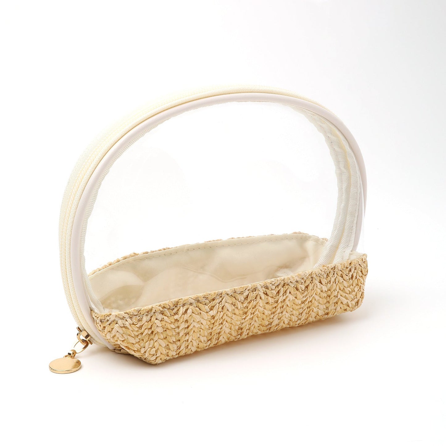 Travel makeup bag,Makeup bag organizers,Makeup bags small, woven cosmetics storage bag, portable waterproof cosmetic bag, small straw travel storage bag