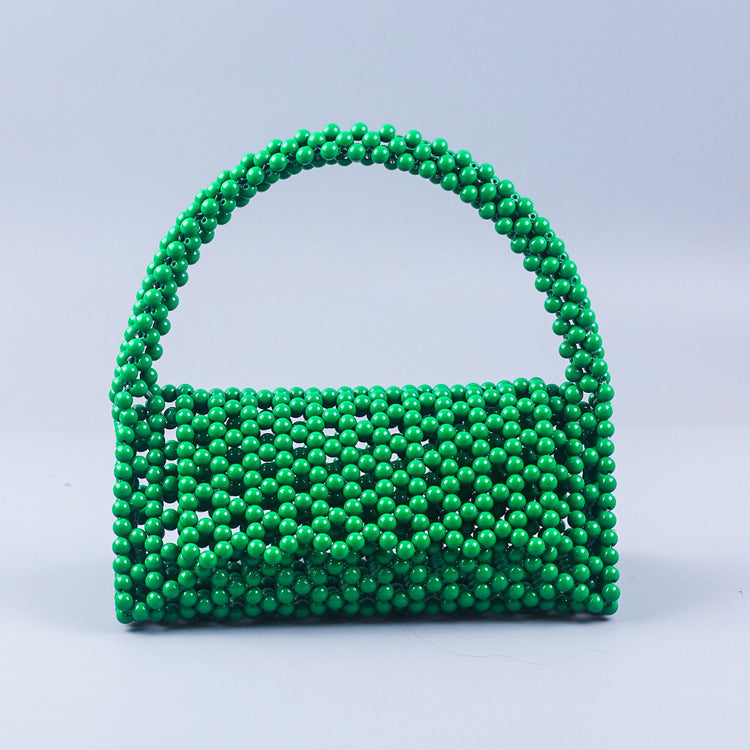 Retro Underarm Bag Handmade Beaded Weave Woven Bag Bag DIY Material Bag Pearl Homemade Woven Bag Handbag