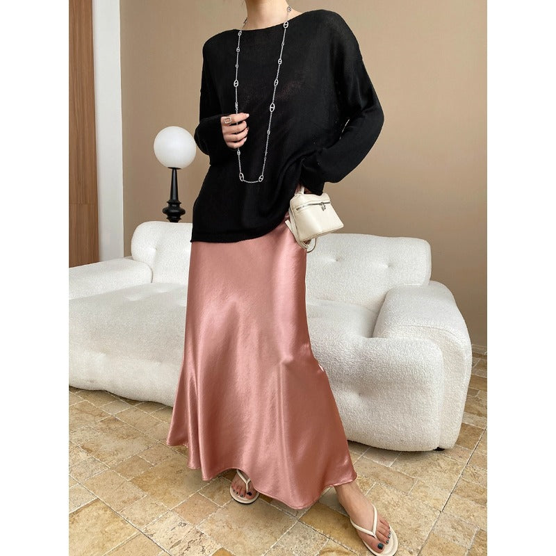 Light Oxygen Breathing Feeling Tencel Linen Lazy Curling with round Neck Loose Sun Protection Knitted Blouse