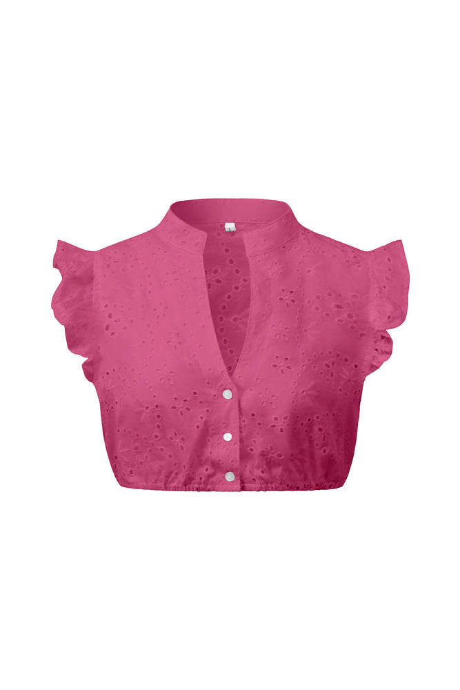 Women Summer Solid Short White Shirt