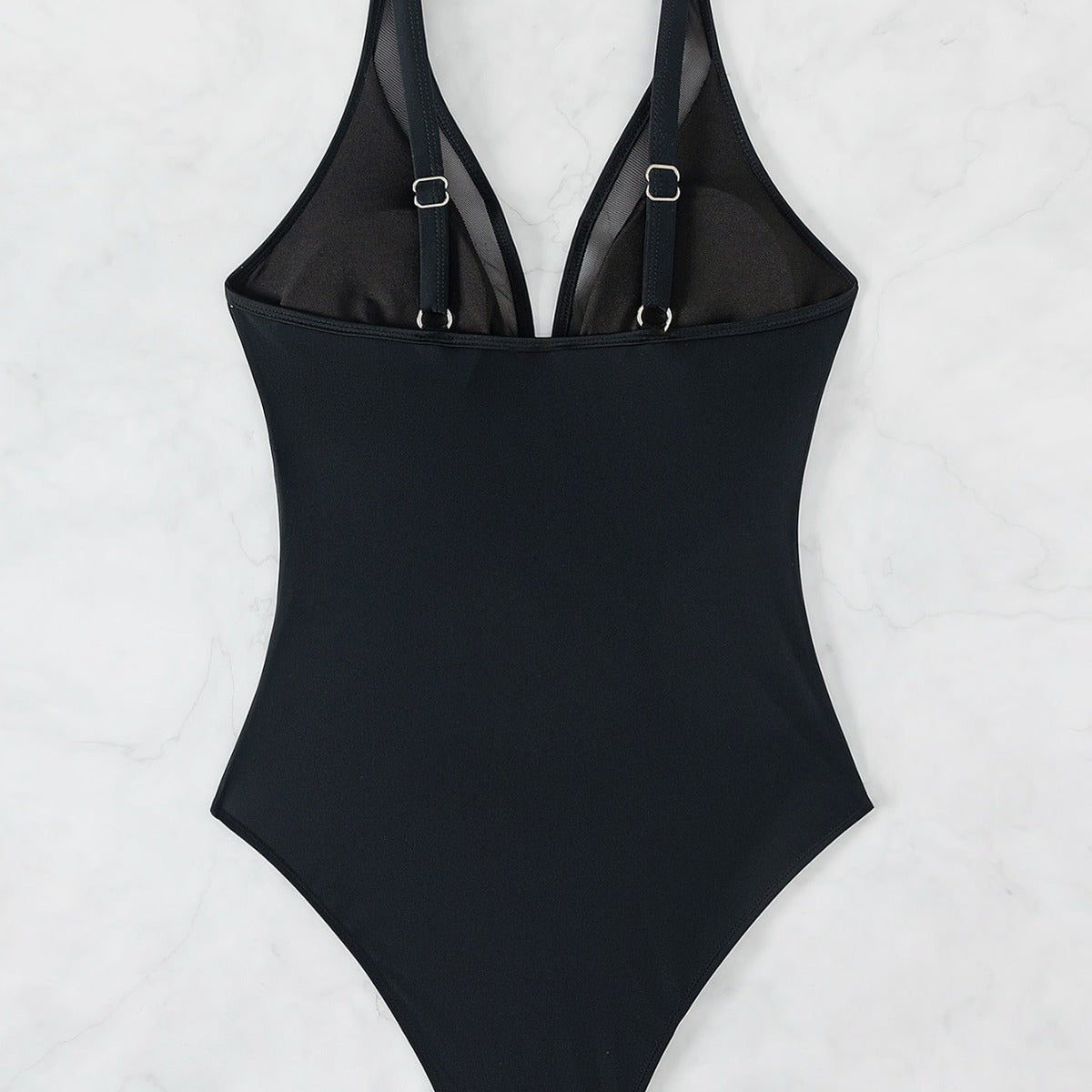 2026 Bikini solid color mesh halter sexy bikini one-piece swimsuit swimsuit