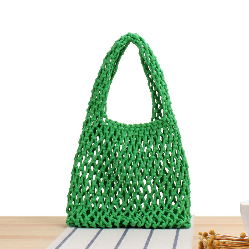 Macaron Cotton String Handmade Hollow Out Cutout Handbag South Korea tagram Bag Beach Woven Bag