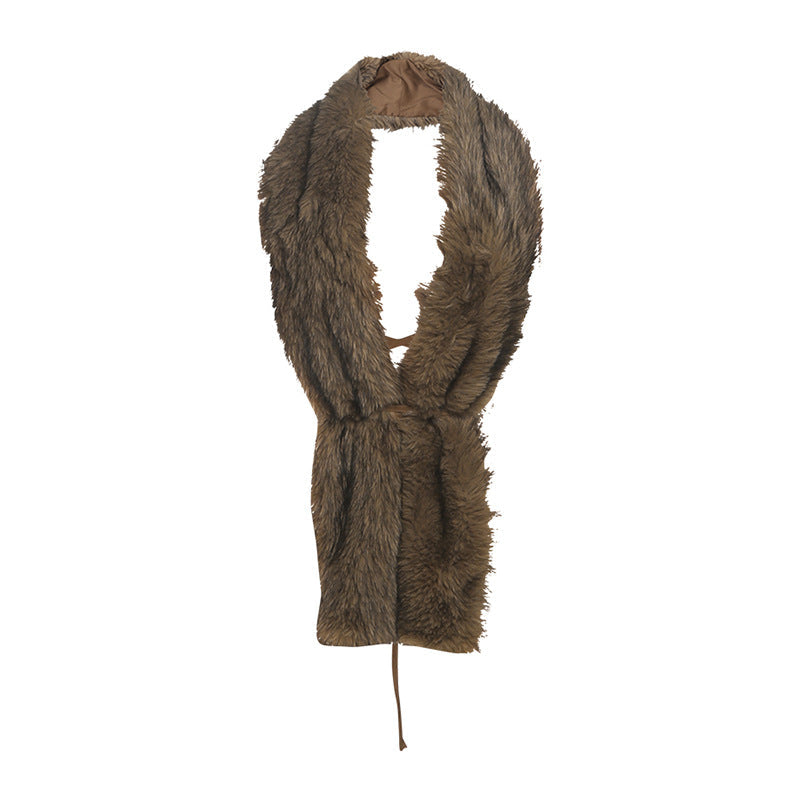Autumn Winter Women Clothing Personality Fur Collar Sexy Deep V Plunge Lace up Vest for Women