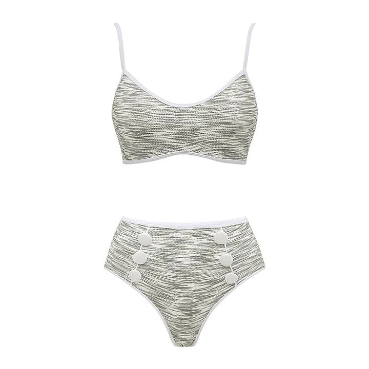 Swimming Suit Gray Sweet Chanel One Piece Swimming Gray Cardigan