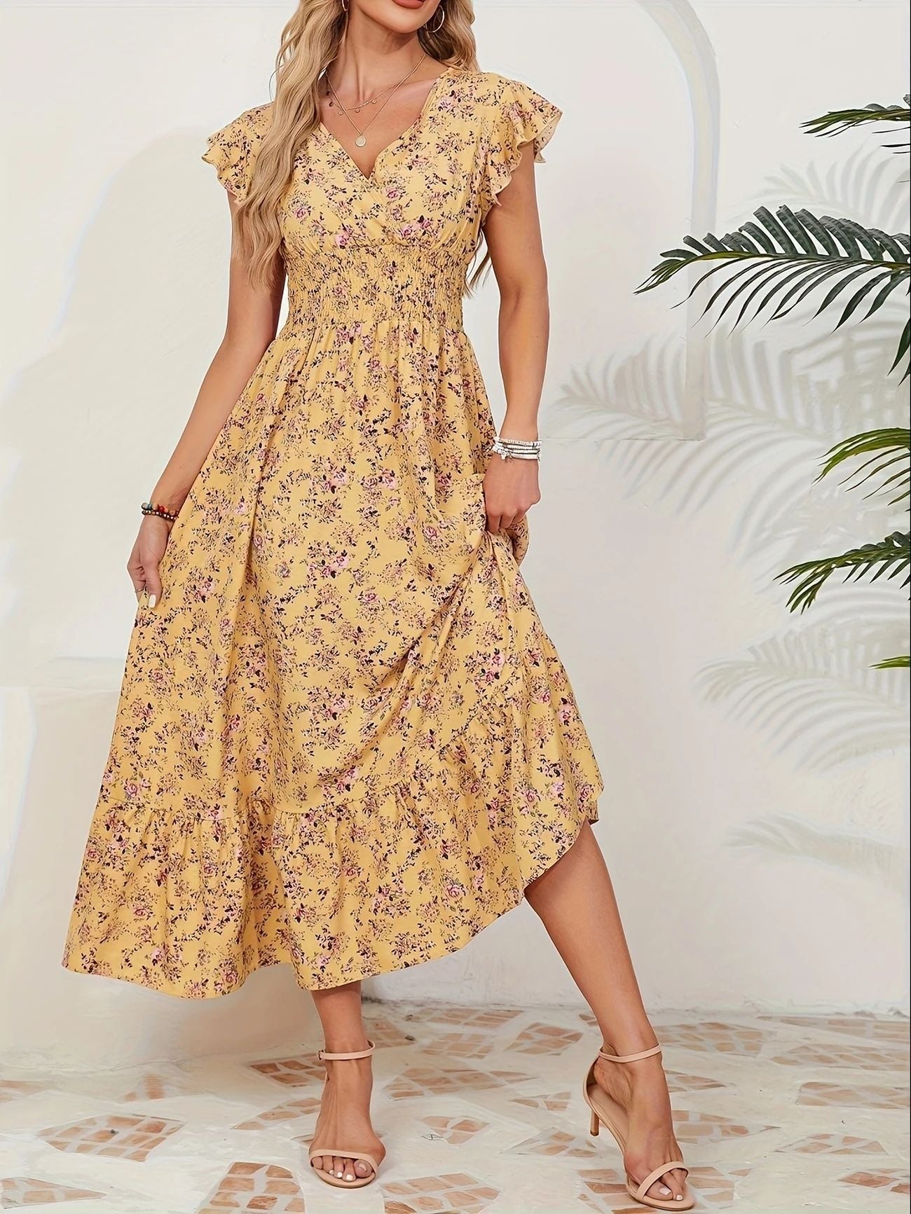 Printed French dress floral dress