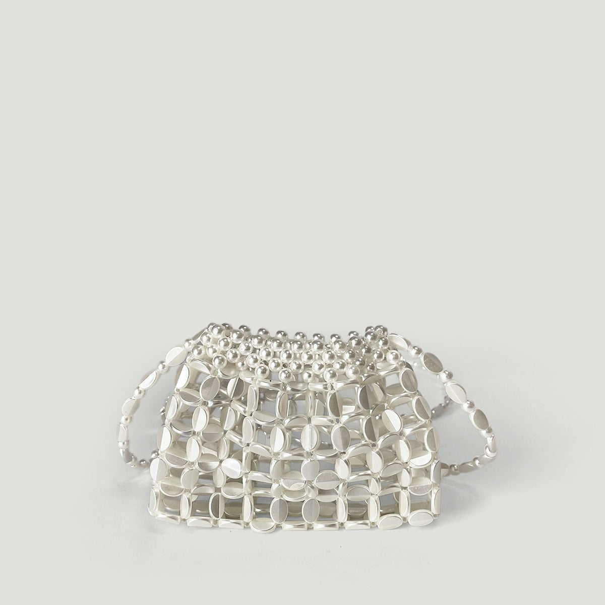 Hand Woven Bag Women Crossbody Silver Dumpling Bag All Match Acrylic Paillette Beaded Bag