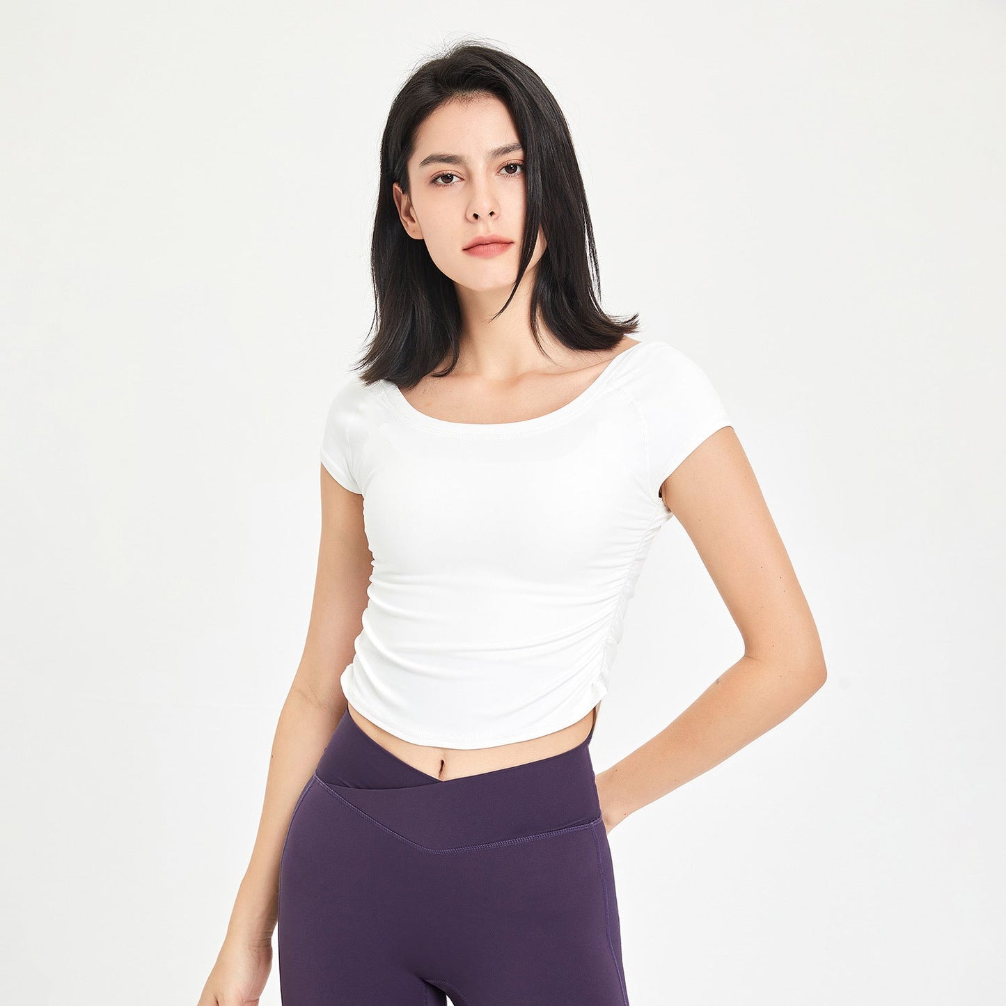 Fitness Clothes Women Tight Sports T shirt Running Training Quick Drying Clothes Short Sleeve Thin Nude Feel Summer Yoga Clothing Top