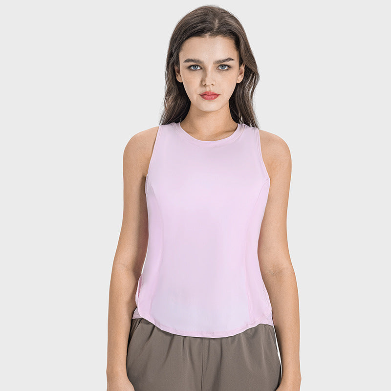 Moisture Wicking Breathable Loose Blouse Yoga Clothing Top Cool Cross Stitching Sports Vest