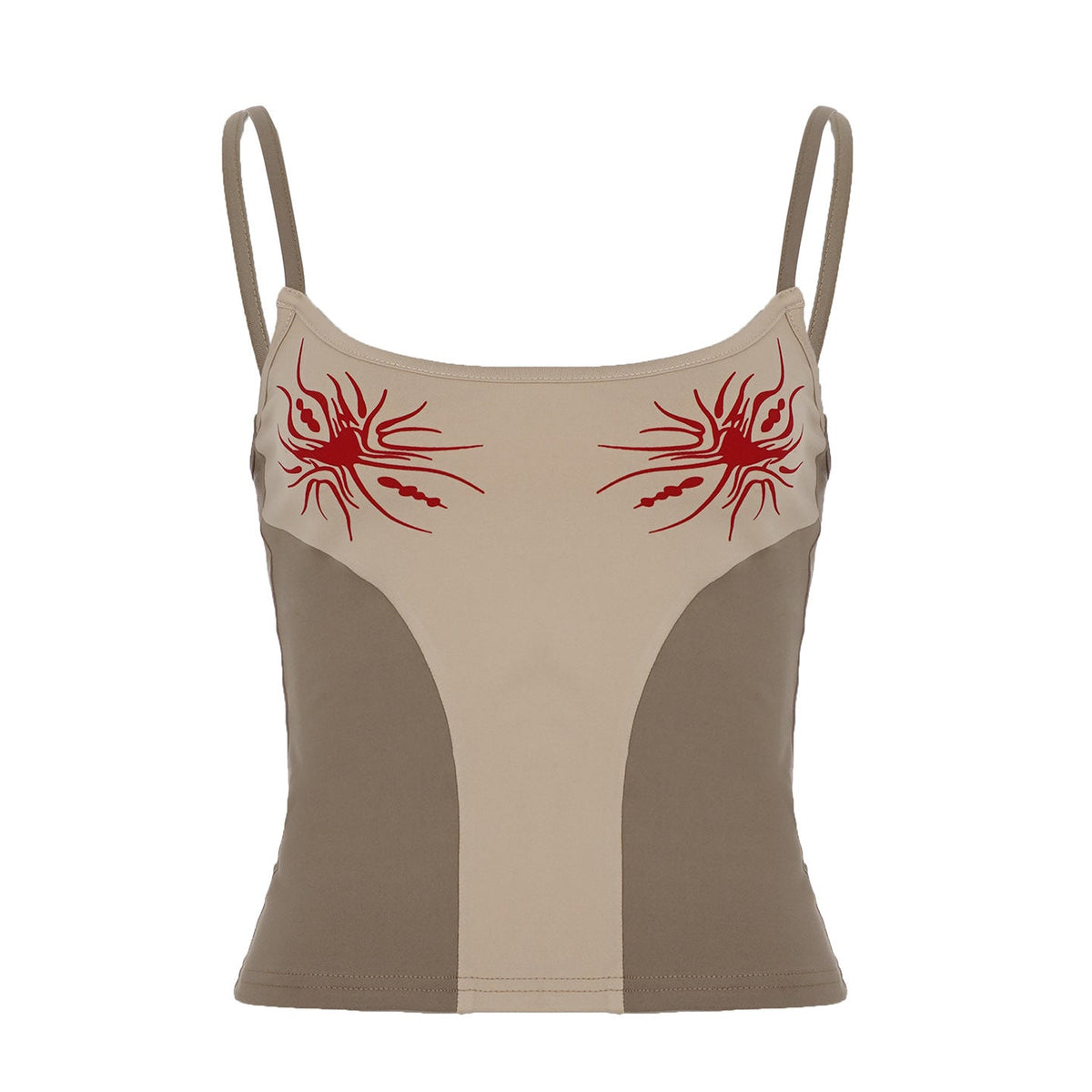 Street Sexy Printed Abstract Color Contrast Patchwork Camisole Short Top Summer
