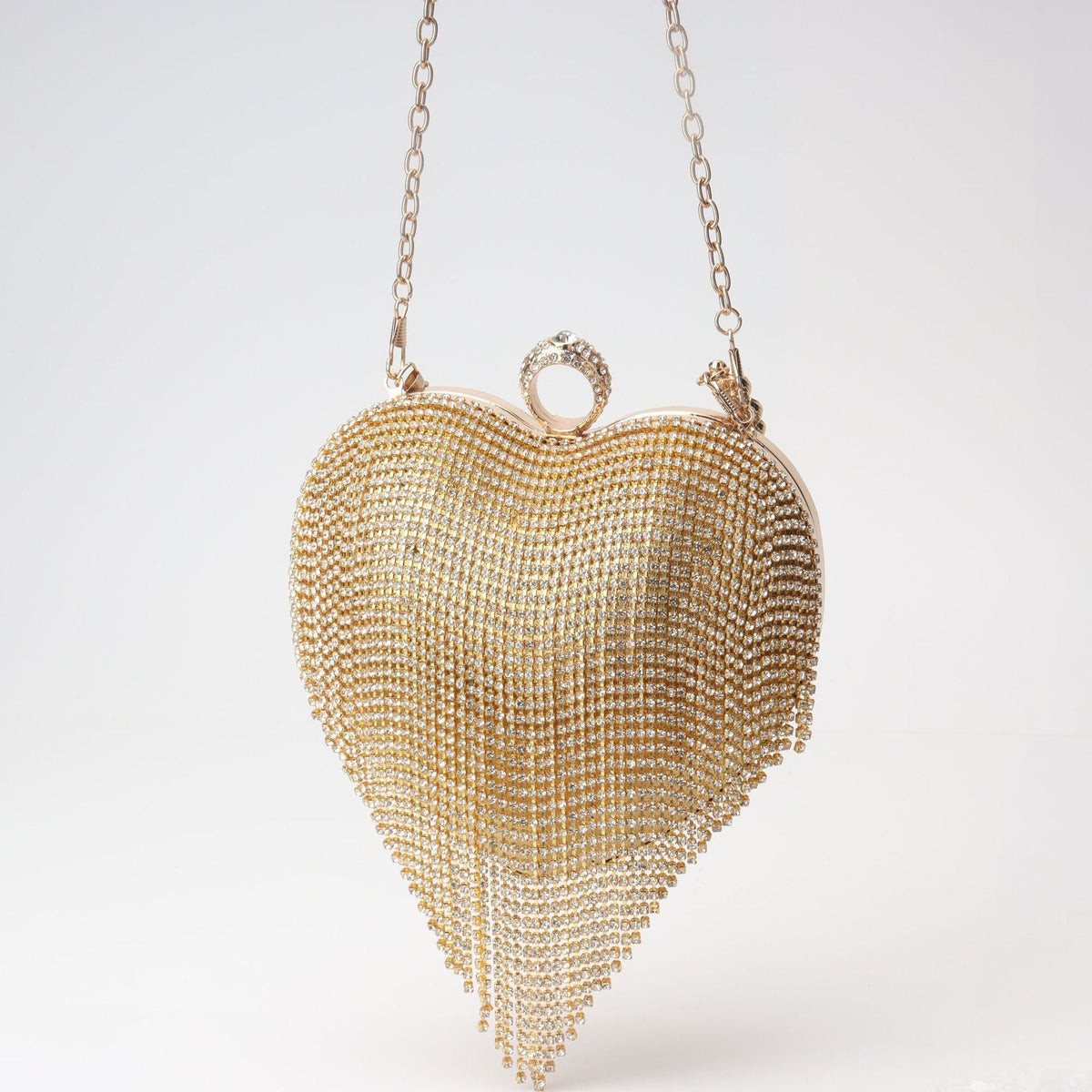 Fringed Rhinestone Bag, Birthday Party purse, Heart Shape Dinner Bag evening Clutch Purse Party, Prom Bag, Party Purse, Prom Bags Clutch, Wedding Purse Crossbody Chain
