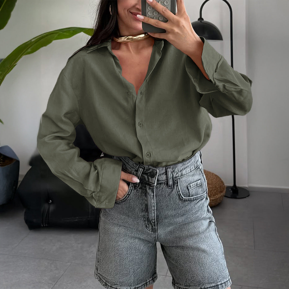 Women Clothing Autumn Elegant Baita Long Sleeve Cardigan Top Shirt